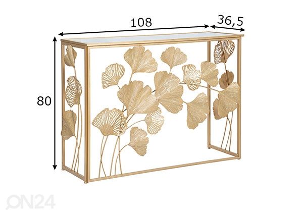 Konsoollaud Glam 108 cm, kuldne mõõdud