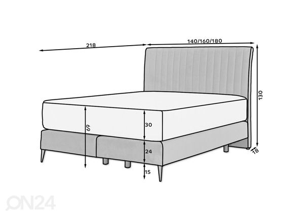 Kontinentaalvoodi 140x200 cm mõõdud