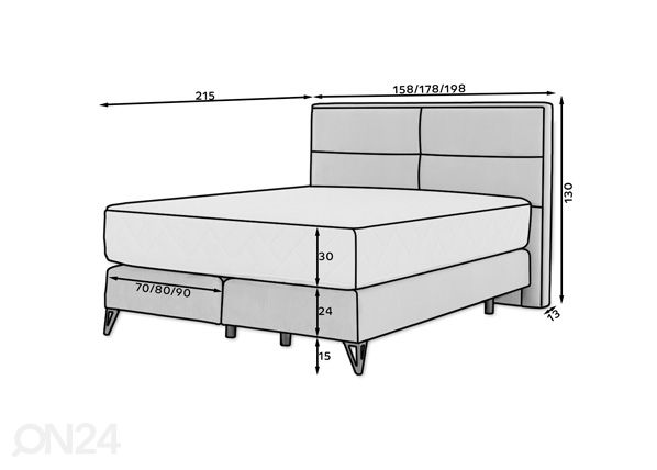 Kontinentaalvoodi 180x200 cm mõõdud