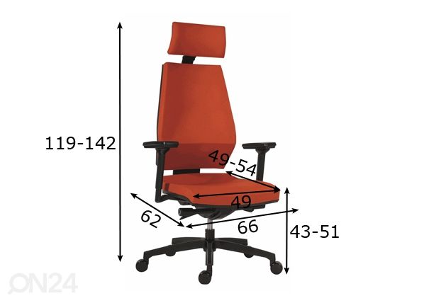 Kontoritool Syn Motion mõõdud