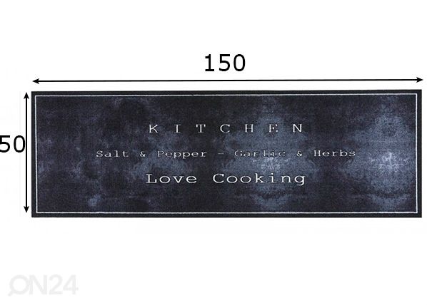 Köögivaip Cook & Wash Love Cooking Black mõõdud