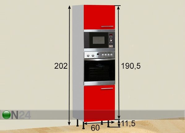 Kõrge kapp 2 uksega 60xh202 cm mõõdud