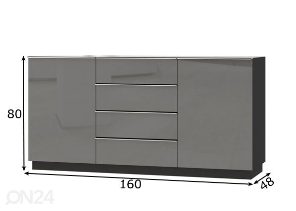 Kummut, hall 160 cm mõõdud