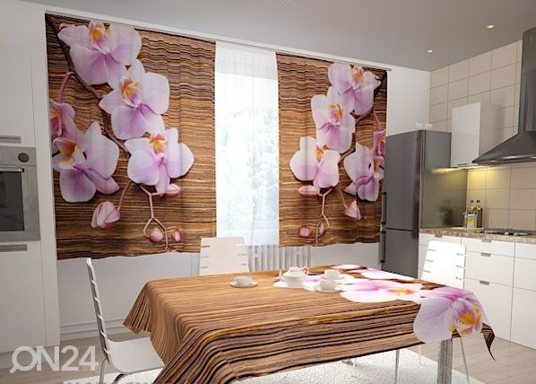 Läbipaistev kardin Orchids and tree in the kitchen 200x120 cm