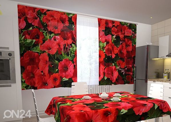 Läbipaistev kardin Red petunias 200x120 cm