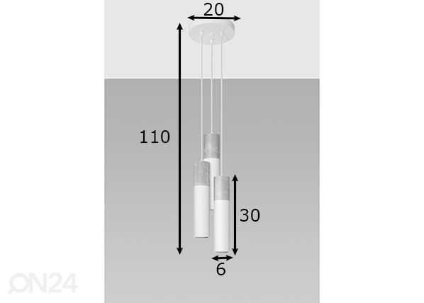 Laelamp Borgio 3, valge/hall mõõdud