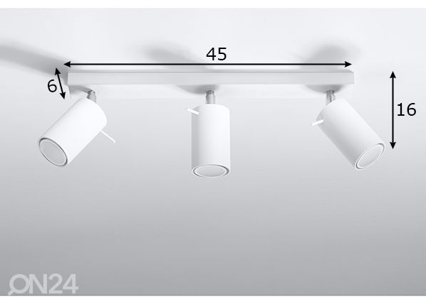 Laelamp Ring 3, valge mõõdud