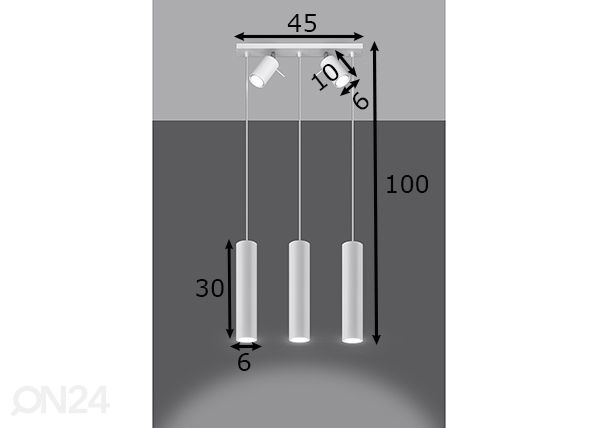 Laelamp Ring 3, valge mõõdud