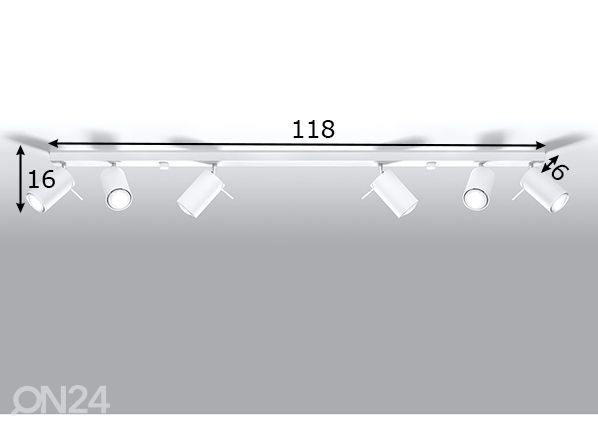 Laelamp Ring 6L, valge mõõdud