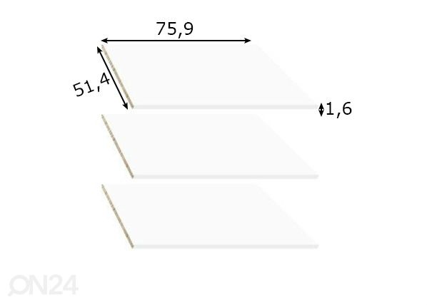 Laiad riiulid riidekapile 118,5 cm mõõdud