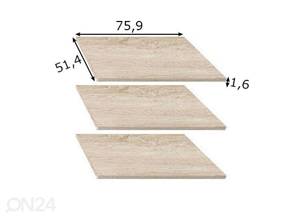 Laiad riiulid riidekapile 118,5 cm mõõdud