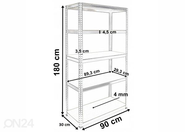 Laoriiul Regal 90x180x30 cm mõõdud