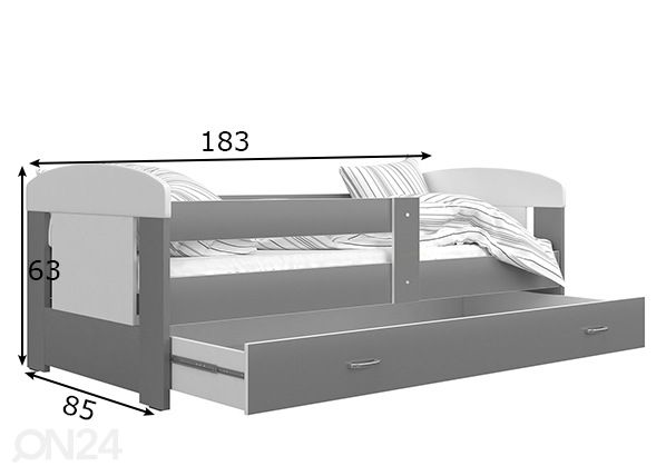 Lastevoodi 80x180 cm+madrats mõõdud