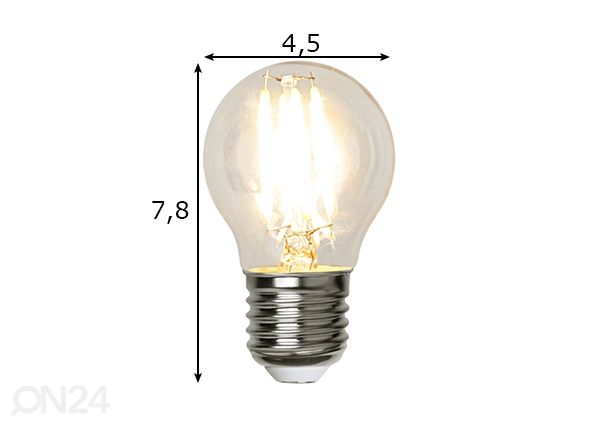 LED elektripirn E27 2 W mõõdud