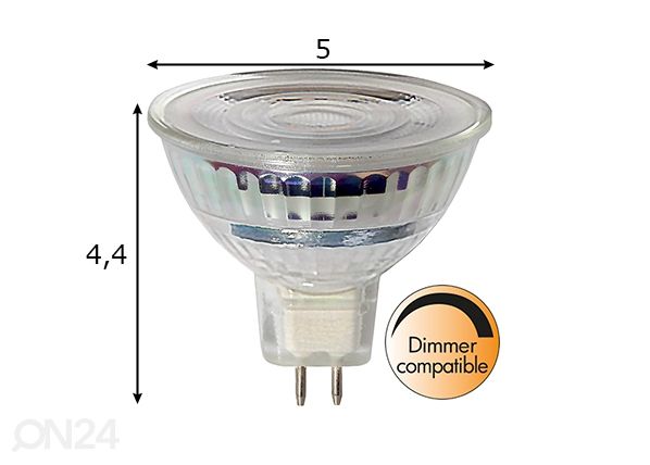 LED elektripirn kohtvalgustile GU5,3 5 W mõõdud