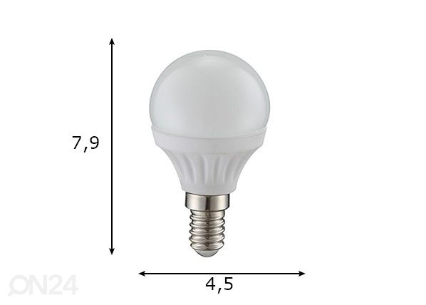 LED pirn E14 5 W 4 tk mõõdud
