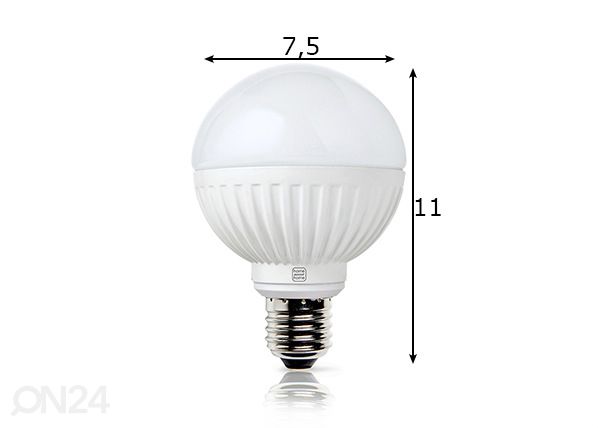 LED-pirn Round, E27, 8,5W mõõdud