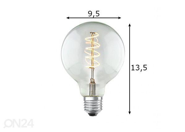 LED-pirn Spiral, E27, 4W mõõdud