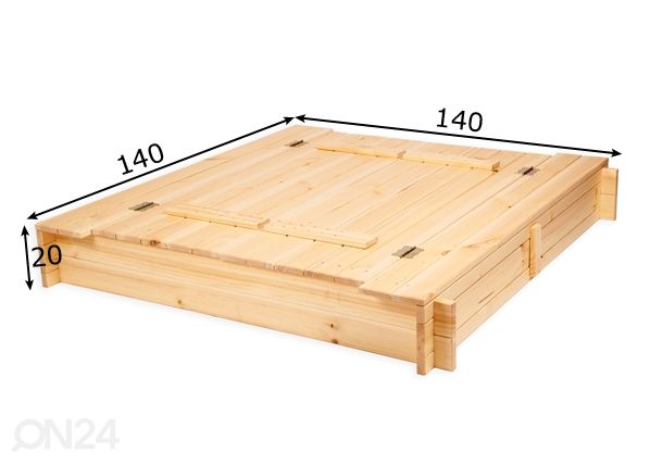 Liivakast kaane ja istmetega 140x140 cm mõõdud