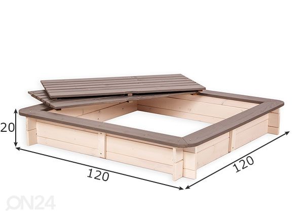Liivakast kaanega 120x120 cm mõõdud