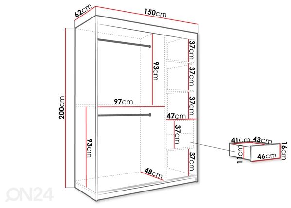 Lükandustega riidekapp 150 cm