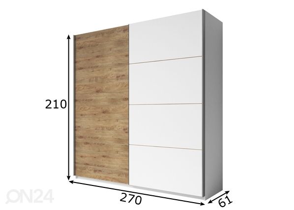 Lükandustega riidekapp 270 cm mõõdud