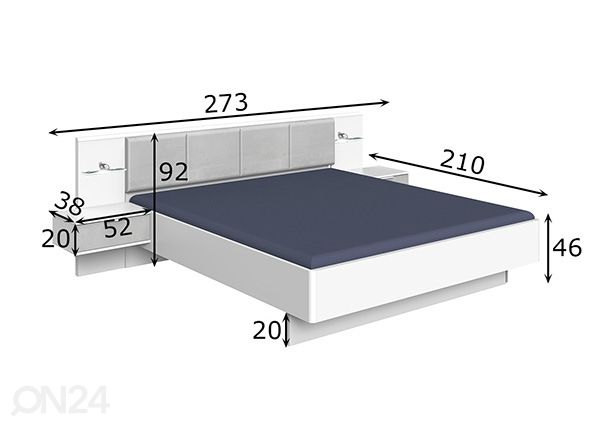 Magamistoakomplekt Virgo 160x200 cm mõõdud