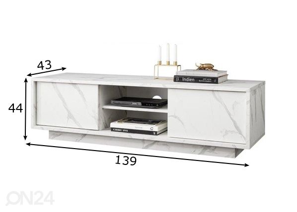 Marmorimitatsiooniga TV-alus Carrara 139cm mõõdud