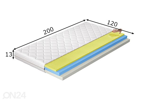 Memory foam madrats Simona 120x200 cm mõõdud