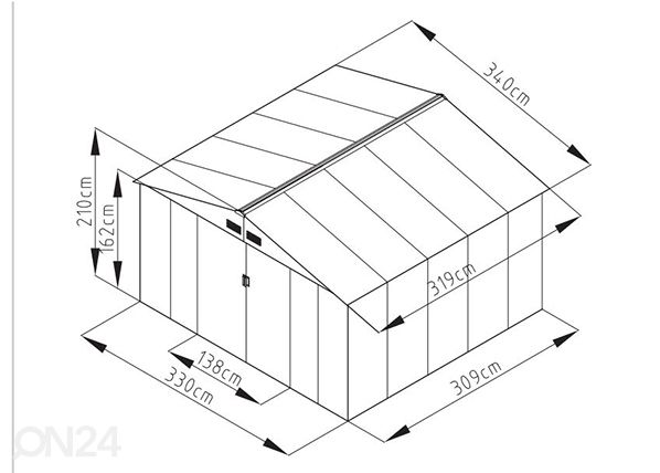 Metallist aiakuur 10,2 m² mõõdud