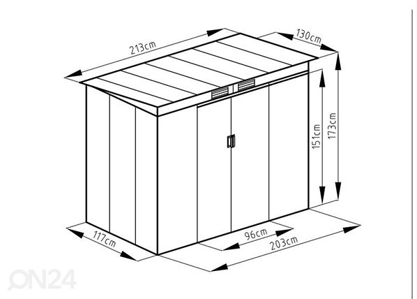 Metallist aiakuur 2,38 m² mõõdud