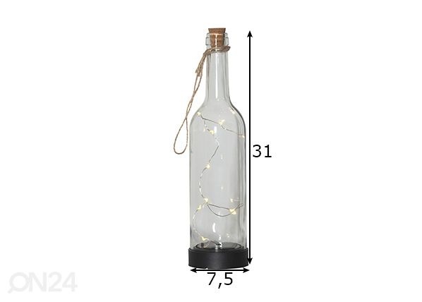 Päikesepaneeliga aiavalgusti Bottle mõõdud