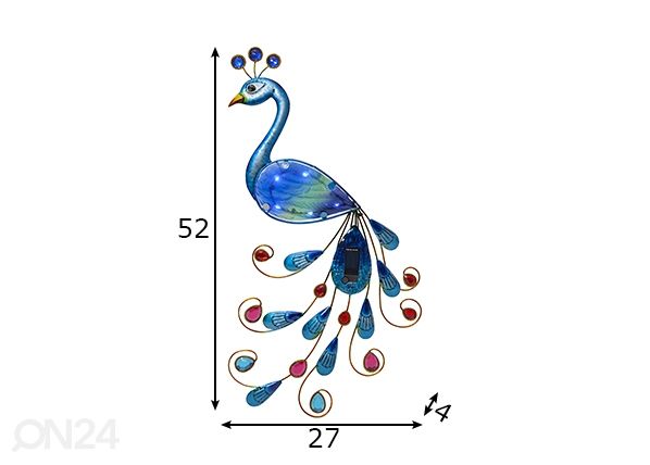 Päikesepaneeliga dekoratsioon Peacock mõõdud