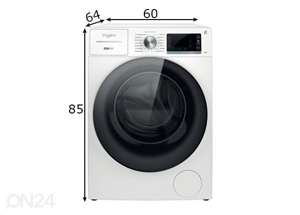 Pesumasin Whirlpool W8W046WBEE mõõdud