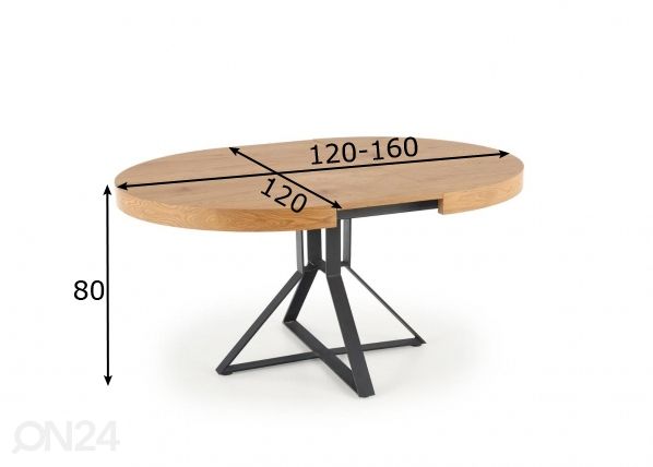 Pikendatav söögilaud 120/160x120 cm mõõdud