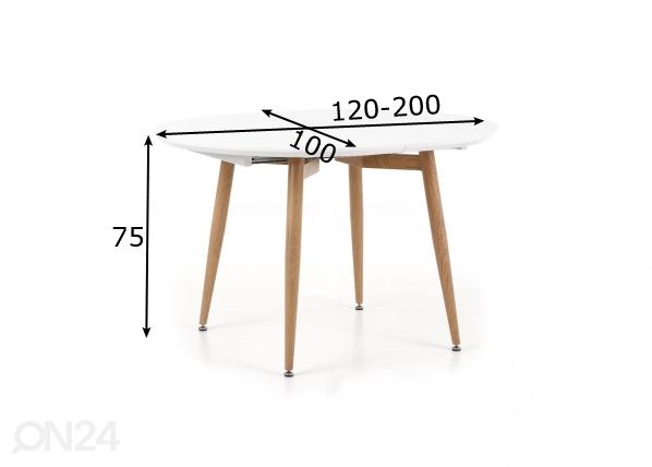 Pikendatav söögilaud 120/200x100 cm mõõdud