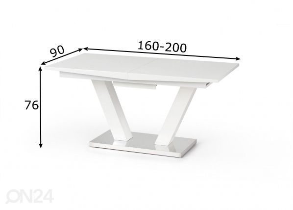 Pikendatav söögilaud 160/200x90 cm mõõdud