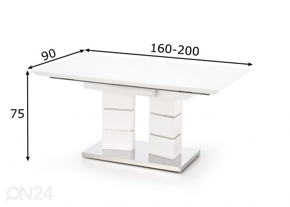 Pikendatav söögilaud 160/200x90 cm mõõdud