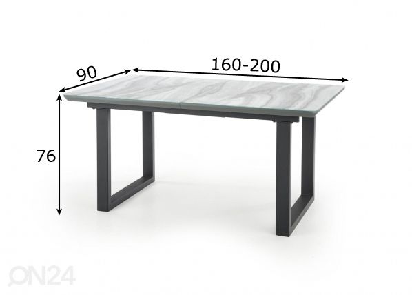 Pikendatav söögilaud 160/200x90 cm mõõdud