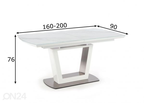 Pikendatav söögilaud 160/200x90 cm mõõdud