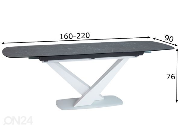 Pikendatav söögilaud 90x160-220 cm mõõdud