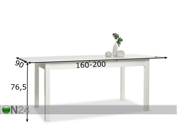 Pikendatav söögilaud Coburg 90x160-200 cm mõõdud