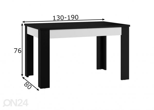 Pikendatav söögilaud Goleen 130-190x80 cm mõõdud