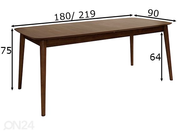 Pikendatav söögilaud Monz 180/219x90 cm mõõdud