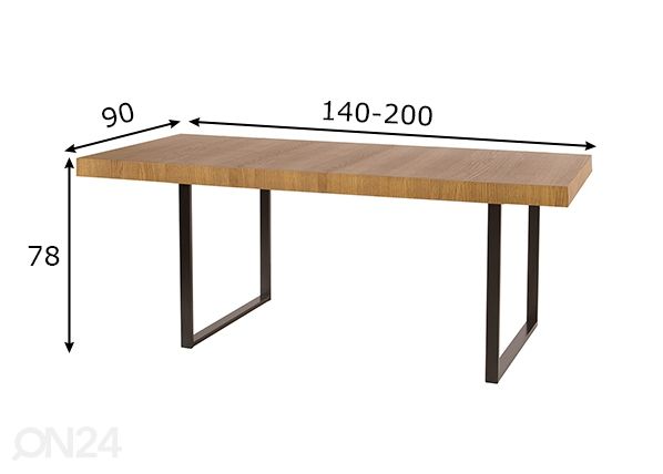 Pikendatav söögilaud Pratto 90x140-200 cm mõõdud