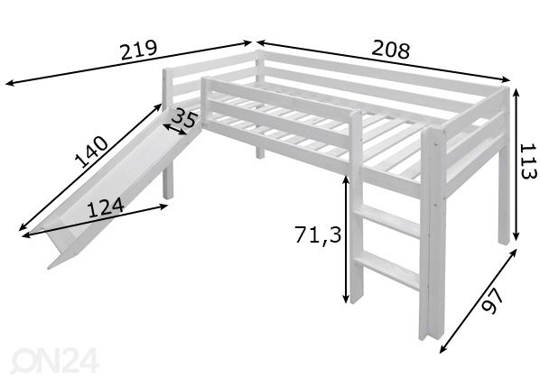 Poolkõrge nari 90x200 cm mõõdud