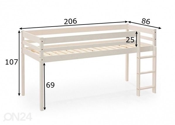 Poolkõrge narivoodi 80x200 cm mõõdud