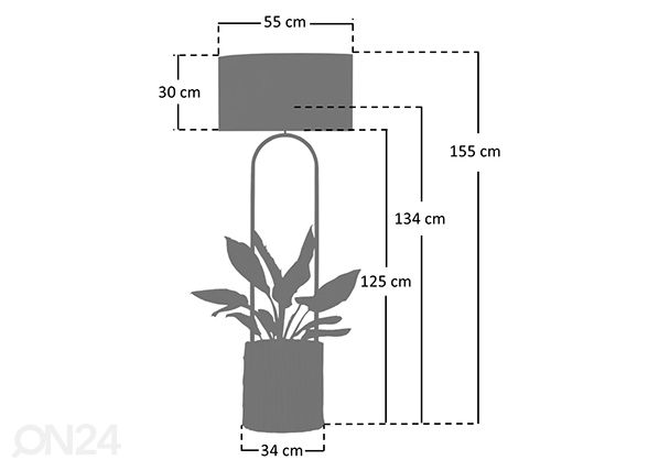 Põrandalamp 153 cm, akaatsia mõõdud