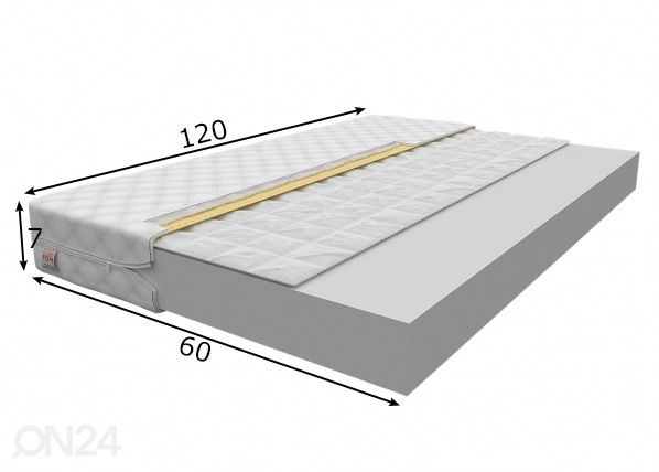 Poroloonmadrats Baby Care 60x120 cm mõõdud