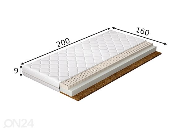 Poroloonmadrats Mokka 160x200 cm mõõdud